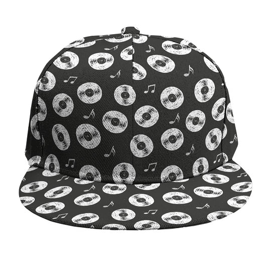 Hand Drawn Vinyl Record Pattern Print Snapback Cap