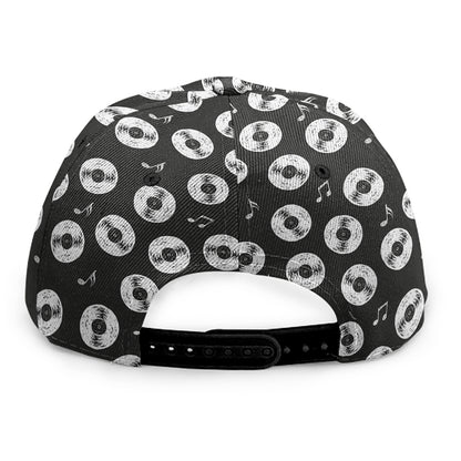 Hand Drawn Vinyl Record Pattern Print Snapback Cap