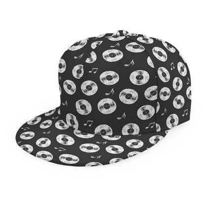 Hand Drawn Vinyl Record Pattern Print Snapback Cap