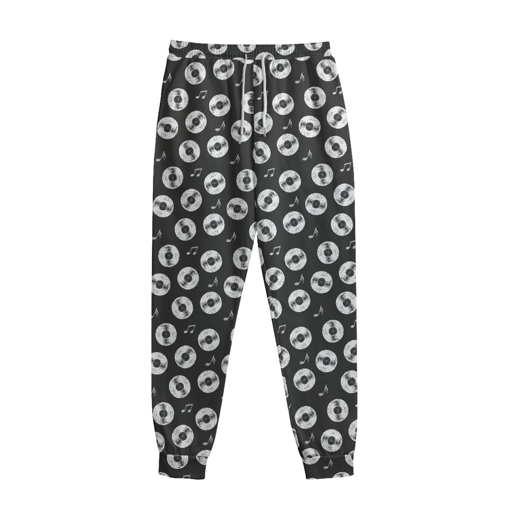 Hand Drawn Vinyl Record Pattern Print Sweatpants