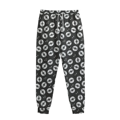 Hand Drawn Vinyl Record Pattern Print Sweatpants