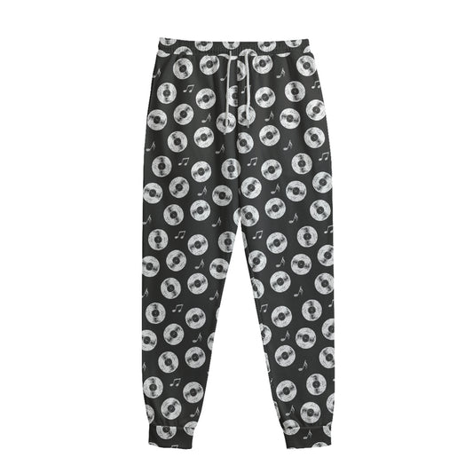 Hand Drawn Vinyl Record Pattern Print Sweatpants