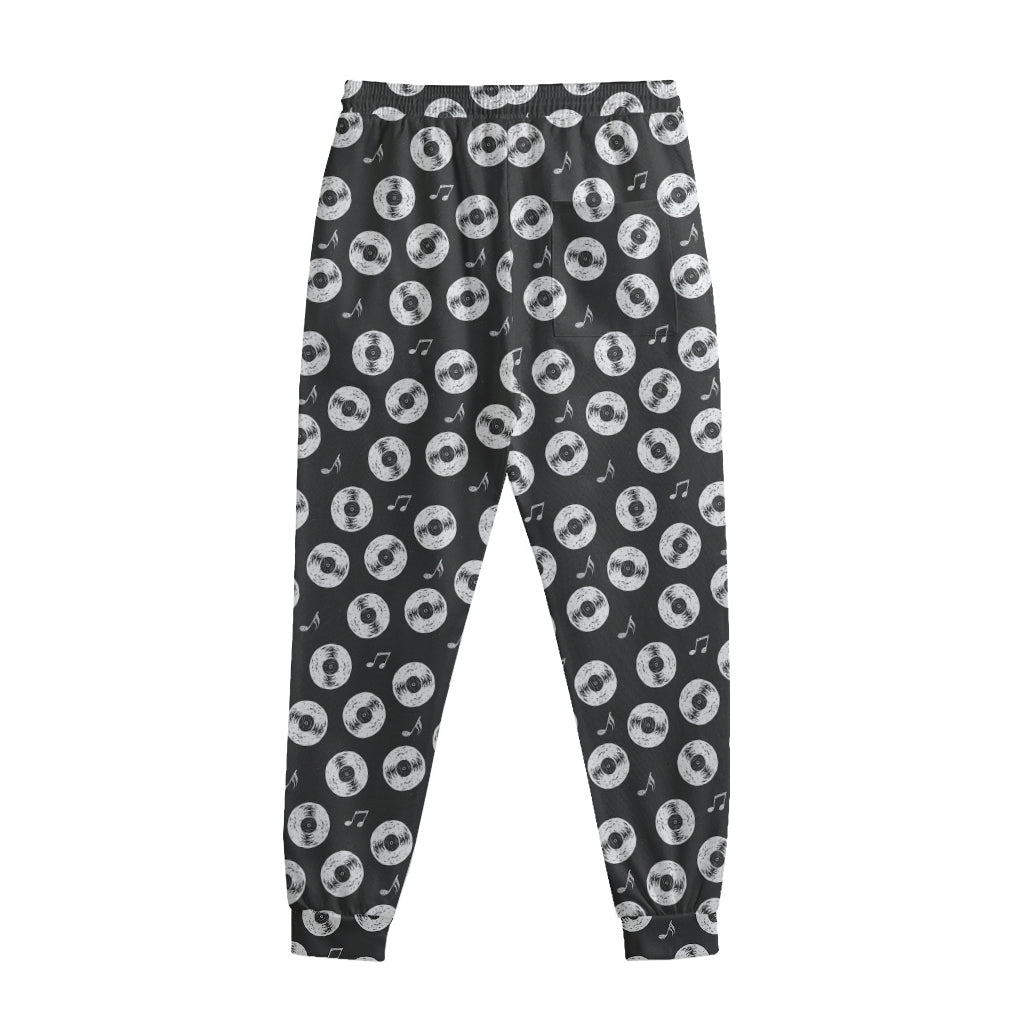 Hand Drawn Vinyl Record Pattern Print Sweatpants