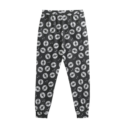 Hand Drawn Vinyl Record Pattern Print Sweatpants