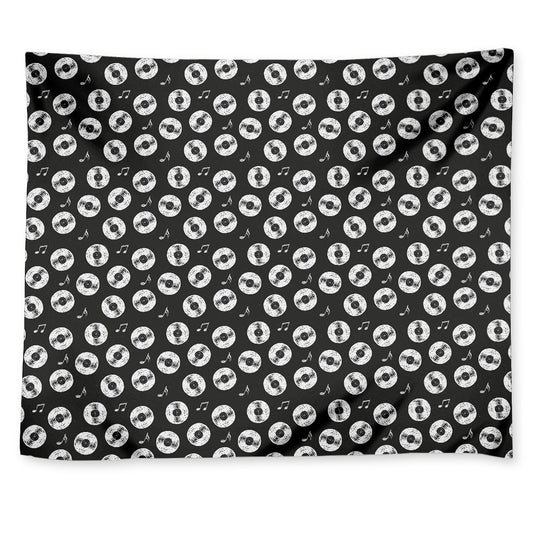 Hand Drawn Vinyl Record Pattern Print Tapestry