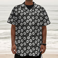 Hand Drawn Vinyl Record Pattern Print Textured Short Sleeve Shirt