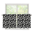 Hand Drawn Vinyl Record Pattern Print Tier Curtains