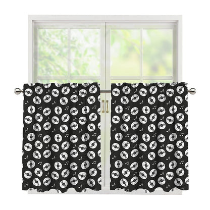 Hand Drawn Vinyl Record Pattern Print Tier Curtains