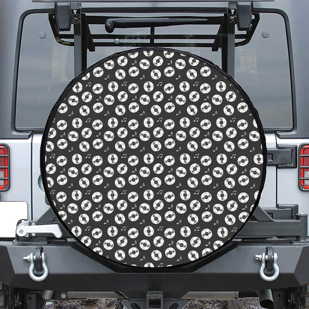 Hand Drawn Vinyl Record Pattern Print Tire Cover