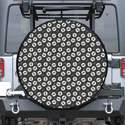 Hand Drawn Vinyl Record Pattern Print Tire Cover