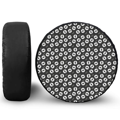 Hand Drawn Vinyl Record Pattern Print Tire Cover