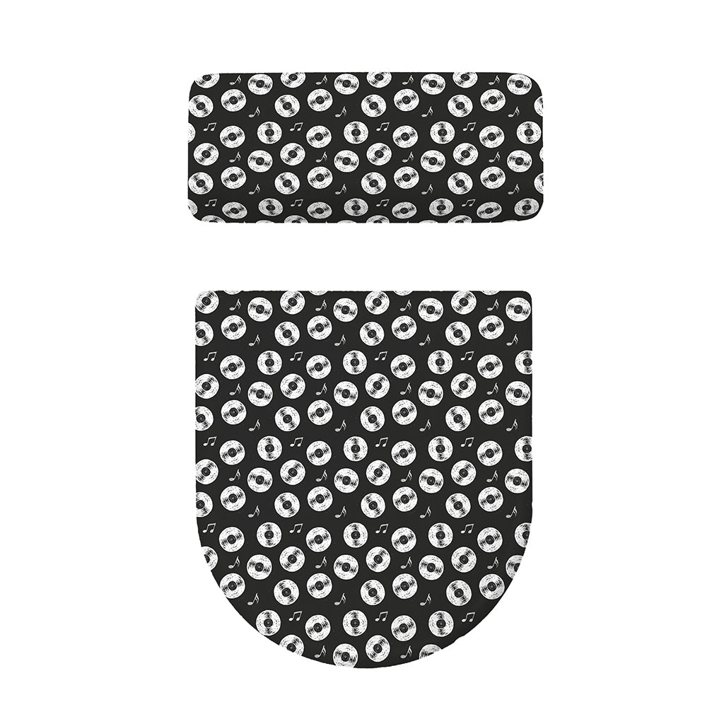 Hand Drawn Vinyl Record Pattern Print Toilet Lid And Tank Cover Set
