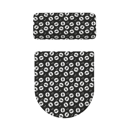 Hand Drawn Vinyl Record Pattern Print Toilet Lid And Tank Cover Set