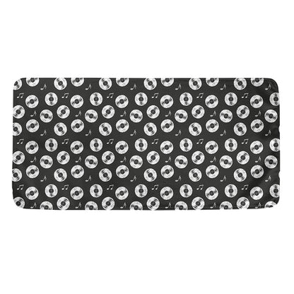Hand Drawn Vinyl Record Pattern Print Towel