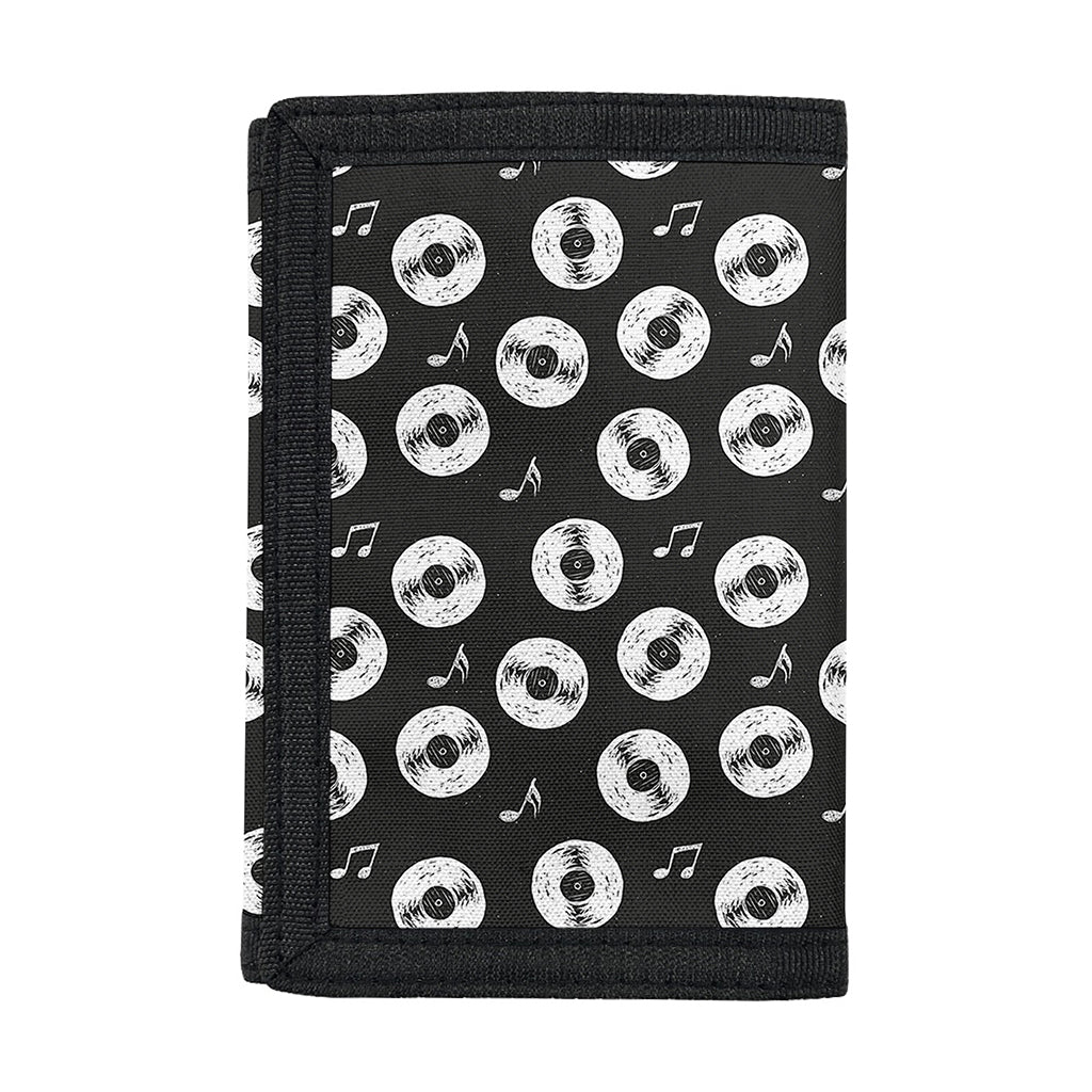 Hand Drawn Vinyl Record Pattern Print Trifold Wallet