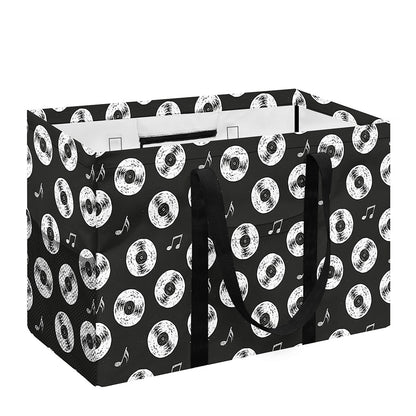 Hand Drawn Vinyl Record Pattern Print Utility Tote Bag