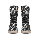 Hand Drawn Vinyl Record Pattern Print Winter Boots