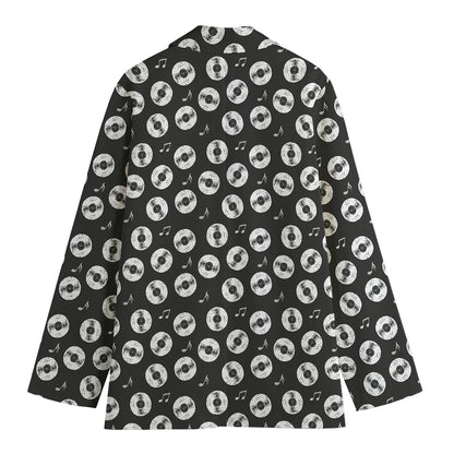 Hand Drawn Vinyl Record Pattern Print Women's Blazer