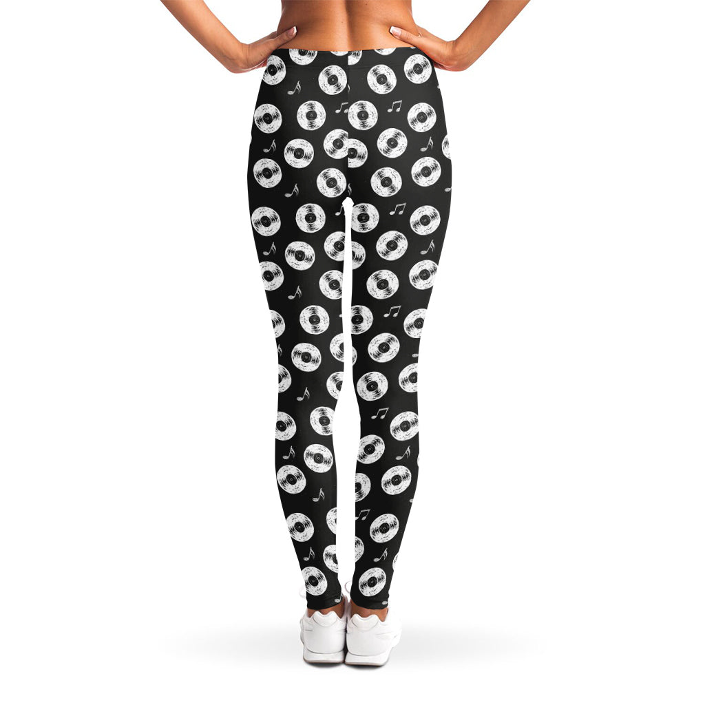 Hand Drawn Vinyl Record Pattern Print Women's Leggings