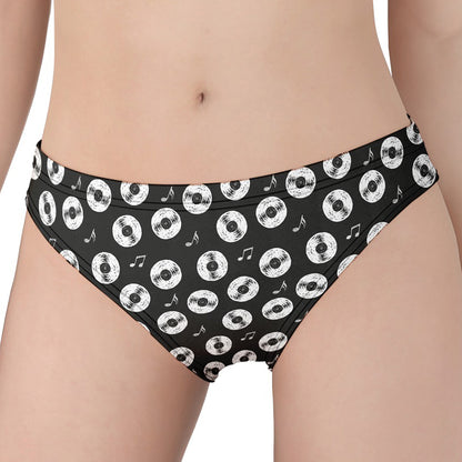 Hand Drawn Vinyl Record Pattern Print Women's Panties