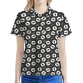 Hand Drawn Vinyl Record Pattern Print Women's Polo Shirt