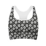 Hand Drawn Vinyl Record Pattern Print Women's Sports Bra