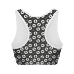 Hand Drawn Vinyl Record Pattern Print Women's Sports Bra