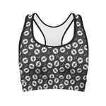 Hand Drawn Vinyl Record Pattern Print Women's Sports Bra