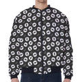 Hand Drawn Vinyl Record Pattern Print Zip Sleeve Bomber Jacket