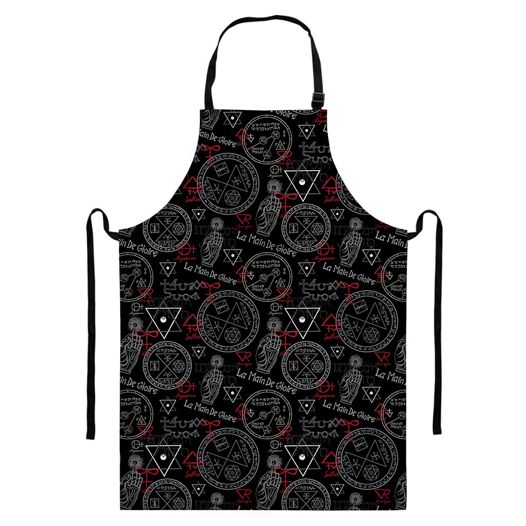 Hand Of Glory Black Magic Witch Print Bib Apron With Pocket