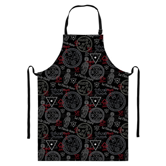 Hand Of Glory Black Magic Witch Print Bib Apron With Pocket