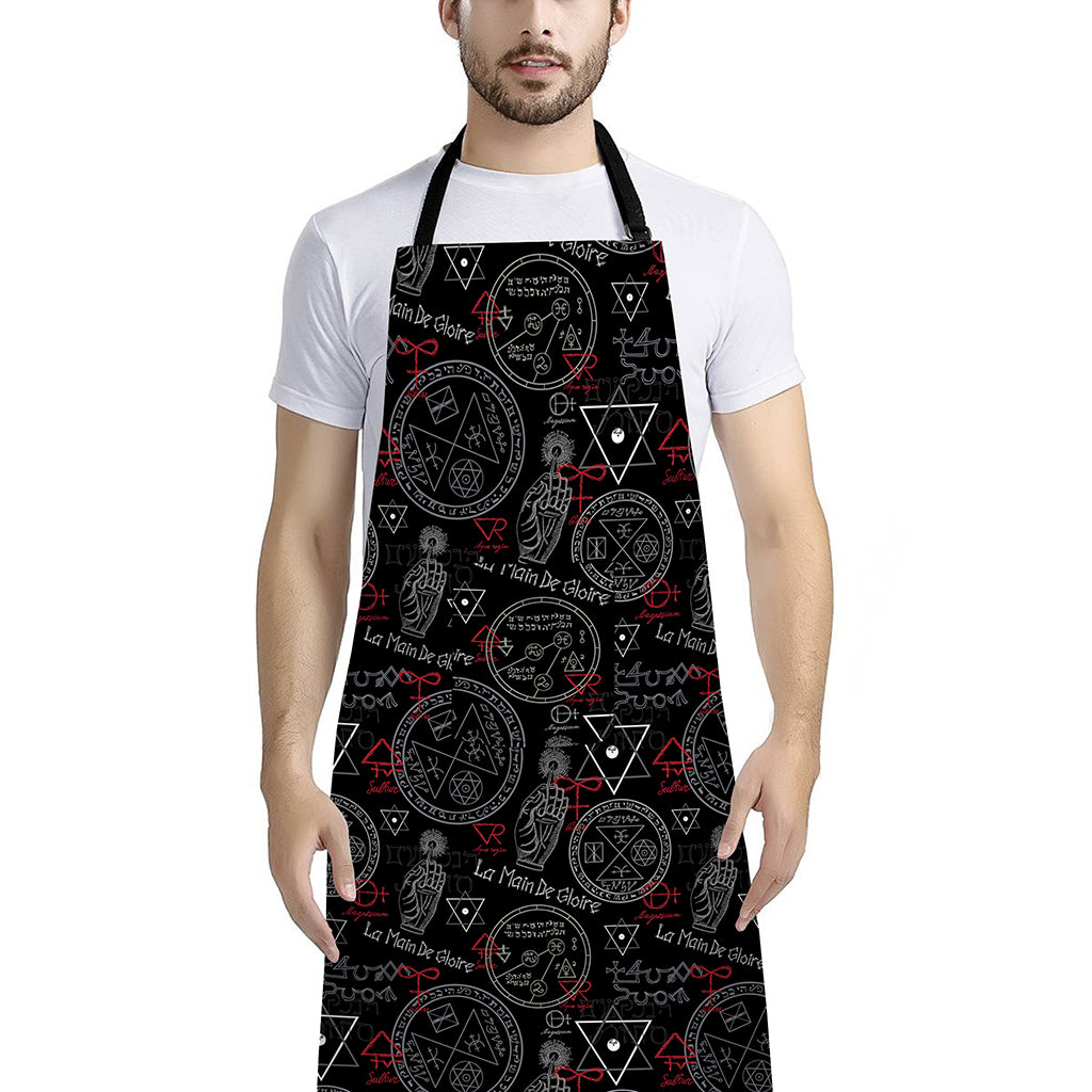 Hand Of Glory Black Magic Witch Print Bib Apron With Pocket