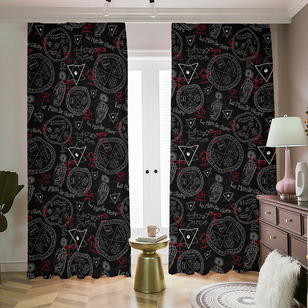 Hand Of Glory Black Magic Witch Print Blackout Pencil Pleat Curtains