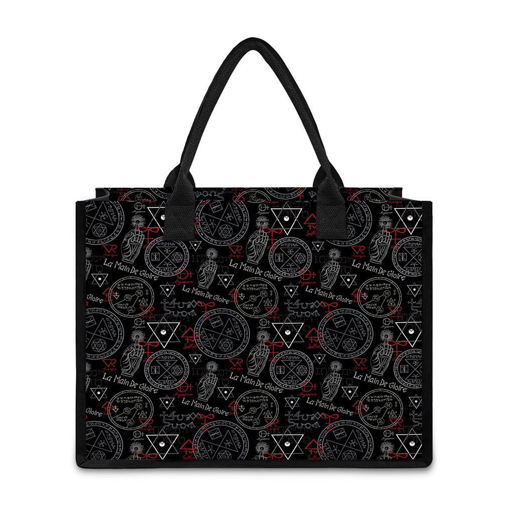 Hand Of Glory Black Magic Witch Print Canvas Tote Bag