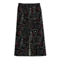 Hand Of Glory Black Magic Witch Print Cotton Front Slit Maxi Skirt