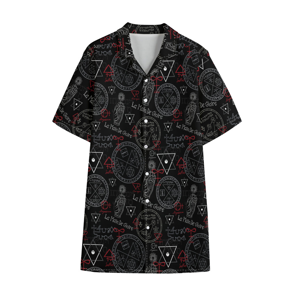 Hand Of Glory Black Magic Witch Print Cotton Hawaiian Shirt