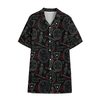 Hand Of Glory Black Magic Witch Print Cotton Hawaiian Shirt
