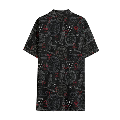 Hand Of Glory Black Magic Witch Print Cotton Hawaiian Shirt