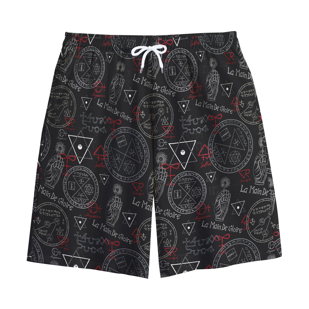 Hand Of Glory Black Magic Witch Print Cotton Shorts