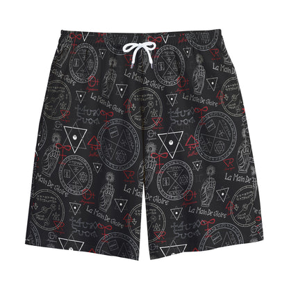 Hand Of Glory Black Magic Witch Print Cotton Shorts