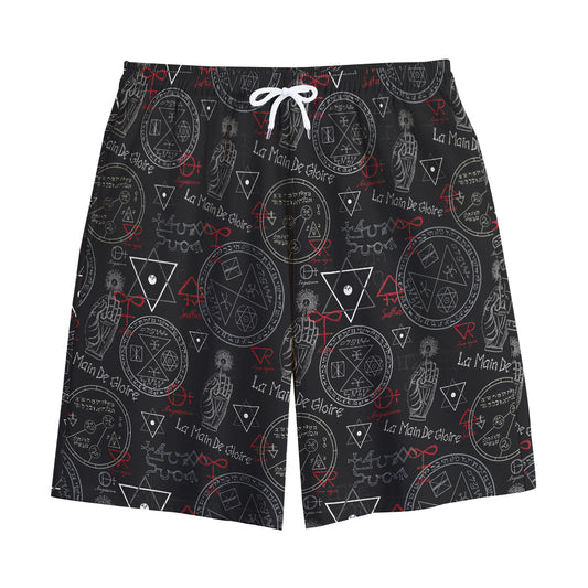 Hand Of Glory Black Magic Witch Print Cotton Shorts