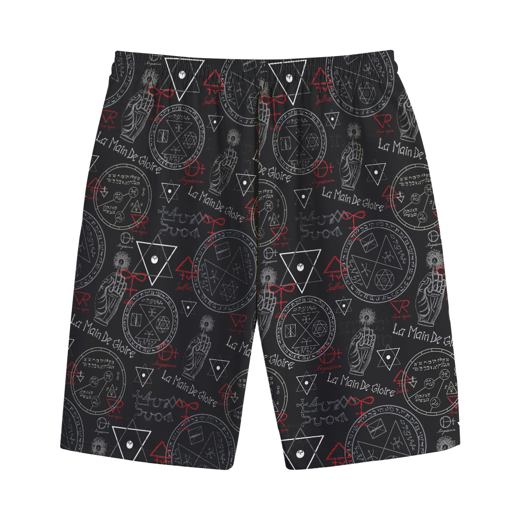 Hand Of Glory Black Magic Witch Print Cotton Shorts