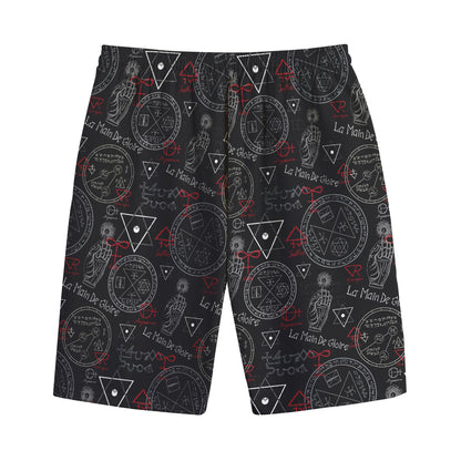 Hand Of Glory Black Magic Witch Print Cotton Shorts