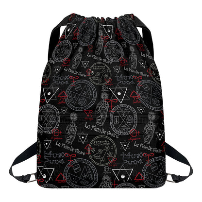 Hand Of Glory Black Magic Witch Print Drawstring Backpack