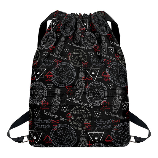 Hand Of Glory Black Magic Witch Print Drawstring Backpack