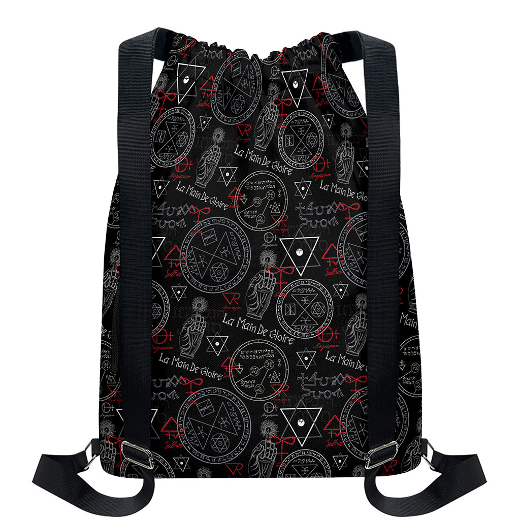 Hand Of Glory Black Magic Witch Print Drawstring Backpack