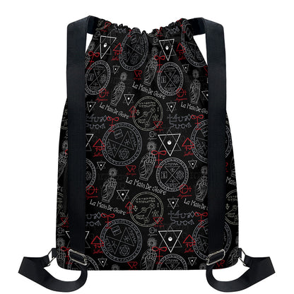 Hand Of Glory Black Magic Witch Print Drawstring Backpack