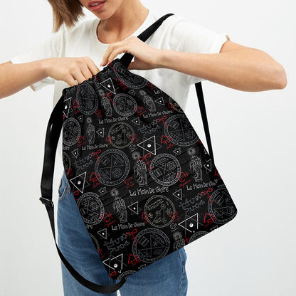 Hand Of Glory Black Magic Witch Print Drawstring Backpack