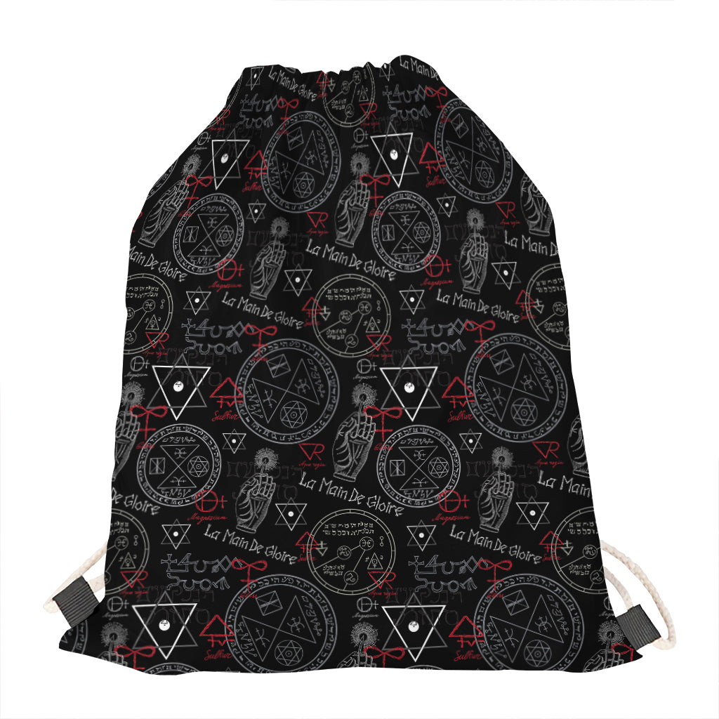 Hand Of Glory Black Magic Witch Print Drawstring Bag