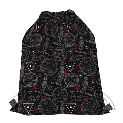 Hand Of Glory Black Magic Witch Print Drawstring Bag